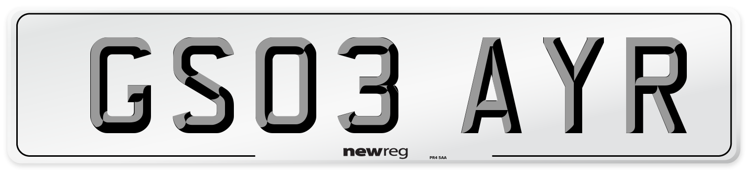 GS03 AYR Number Plate from New Reg